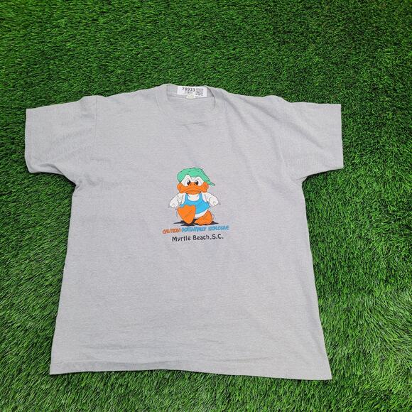 Vintage 90s Funny Attitude Duck Shirt Womens XL 21x25 Brown - Picture 1 of 13